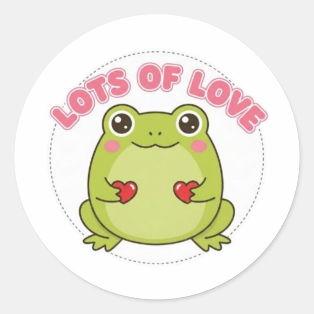 Grenouille « Beaucoup d'amour » Autocollant Grenou (Devant)