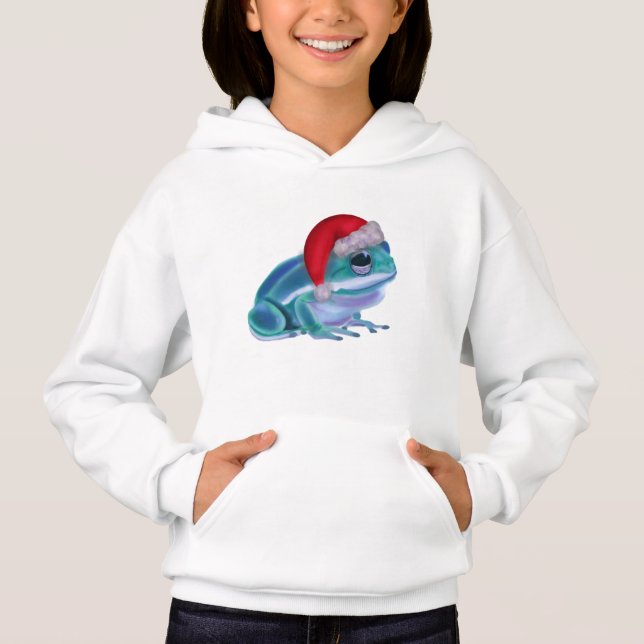 Grenouille bleue avec chapeau de Père Noël. (Devant)