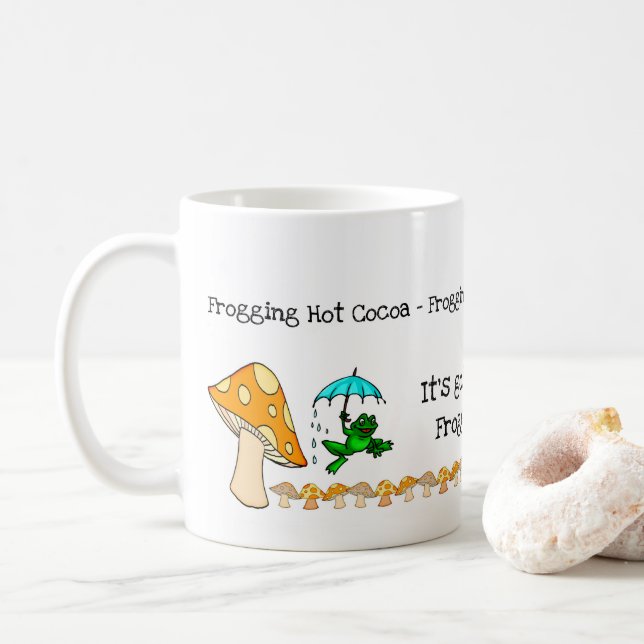 Grenouille, Champignons, Frogue Chaud Cocoa Mug (Avec donut)
