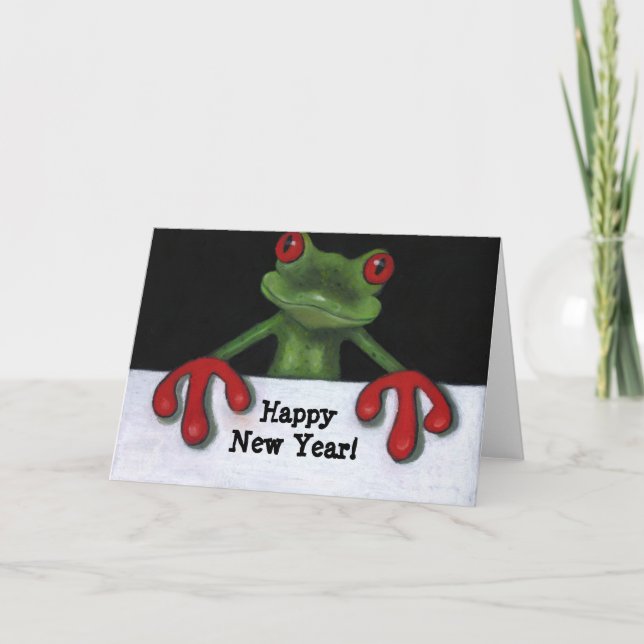 GRENOUILLE D'ARBRE : CARTE DE BONNE ANNÉE (Devant)