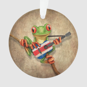 Grenouille d'arbre jouant la guitare de drapeau du