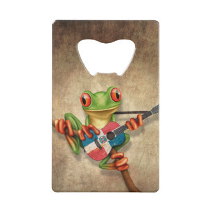 Grenouille d'arbre jouant la guitare dominicaine