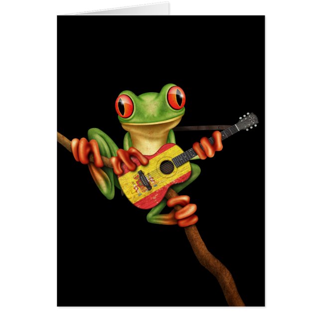 Grenouille d'arbre jouant le noir espagnol de (Devant)