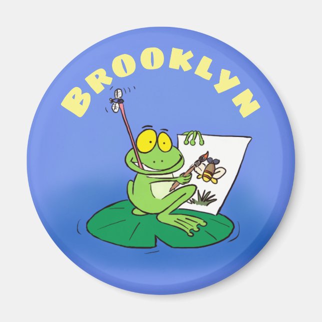 Grenouille d'artiste vert mou sur aimant de bande  (Devant)