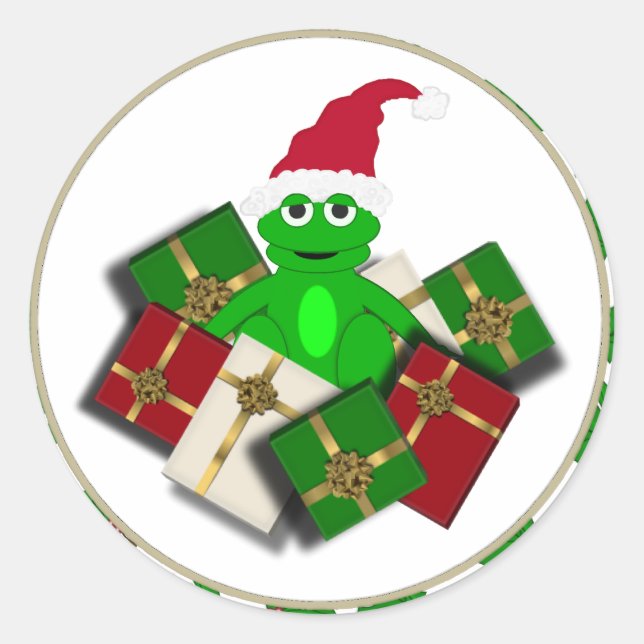 Grenouille de Noël et Autocollants Cadeaux (Devant)