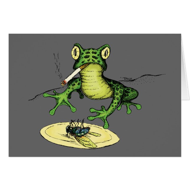 Grenouille de tabagisme avec un plat de mouche (Devant horizontal)