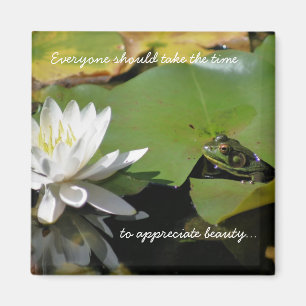 Grenouille et eau Lily Citation inspirante Magnet