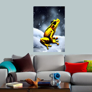 Grenouille et neige poison dorée AI Art Poster