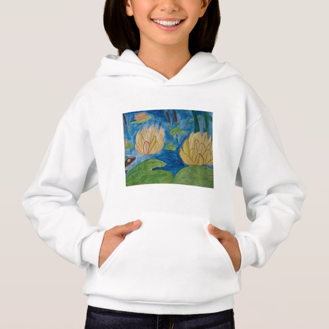Grenouille et Sweat - shirt à capuche Nénuphar (Devant)