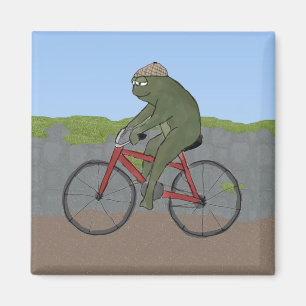 Grenouille gentilhomme sur un aimant à vélo