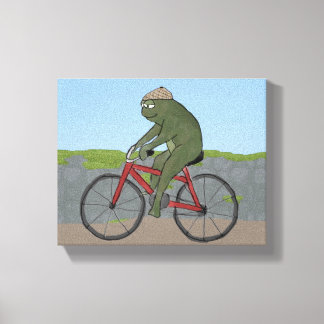 Grenouille gentille sur une toile enveloppée de vé