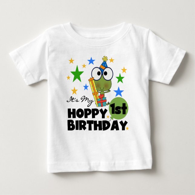 Grenouille Hoppy 1er Anniversaire T-shirts et cade (Devant)