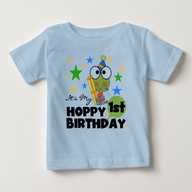 Grenouille Hoppy 1er Anniversaire T-shirts et cade (Devant)