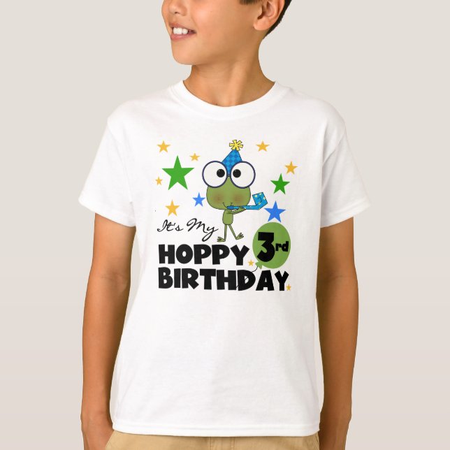 Grenouille-Hoppy 3e Anniversaire Tshirts et cadeau (Devant)