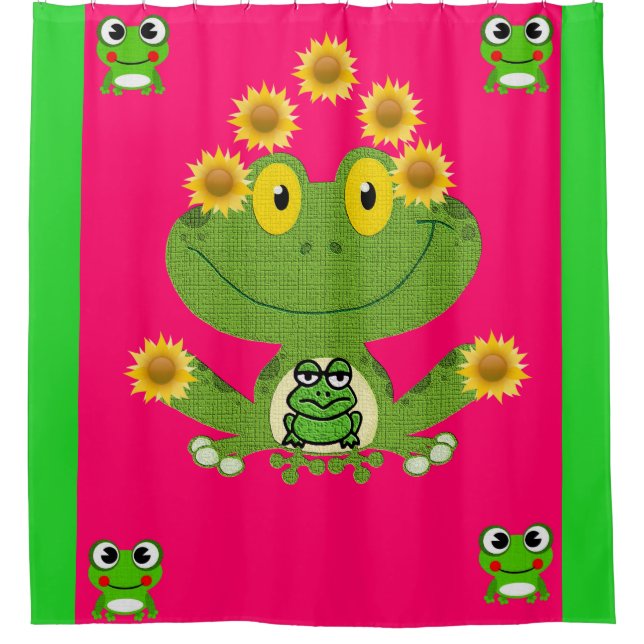 Grenouille jaune vert, rideau rose (Devant)