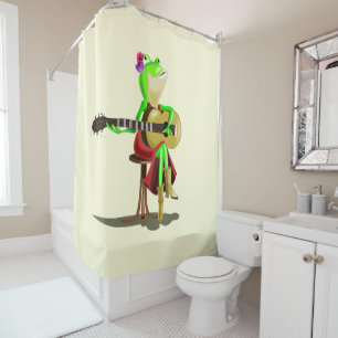 Grenouille Jouer Guitare Douche Rideau
