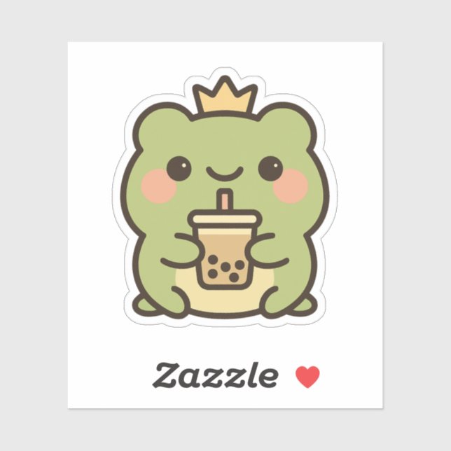 Grenouille Kawaii avec Sticker pour thé à bulle (Feuille)