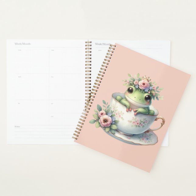 Grenouille lunaire en Teacup Floral (Devant avec enveloppe)