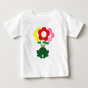 Grenouille mignonne aux fleurs colorées T-shirt po