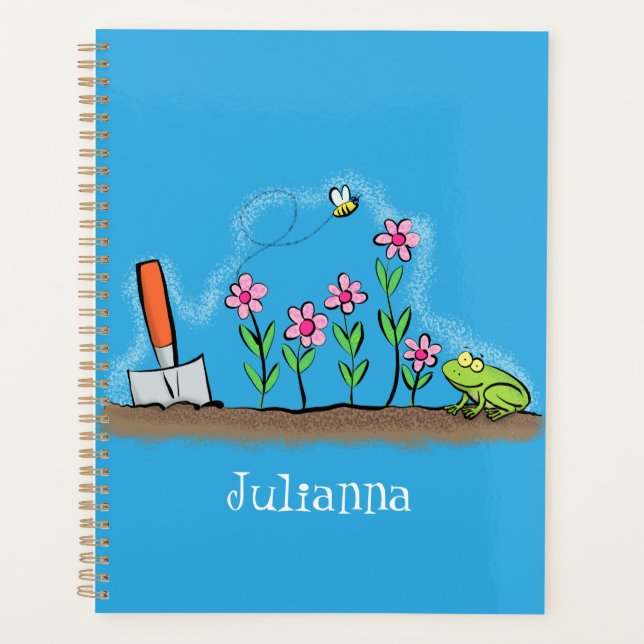 Grenouille mignonne et abeille dans le jardin dess (Devant)