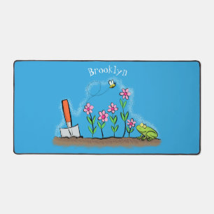 Grenouille mignonne et abeille dans le jardin dess
