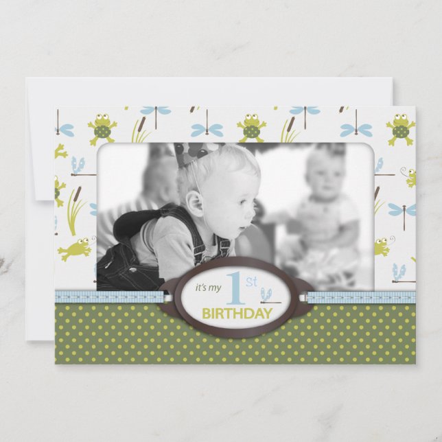 Grenouille nageante de Ribbit Invitation d'anniver (Devant)