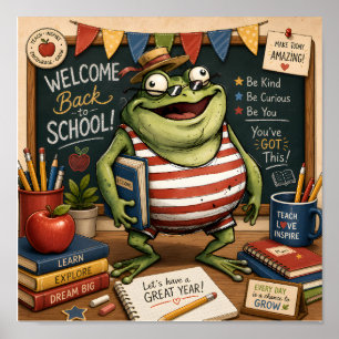 Grenouille PNG de rentrée scolaire, Décoration de