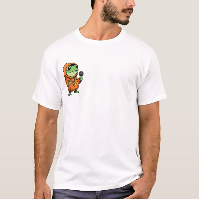 Grenouille rappeuse cool en sweat à capuche orange (Devant)