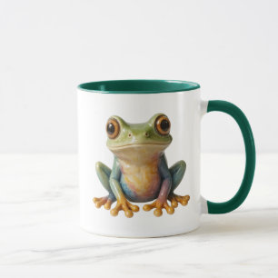 Grenouille réaliste assise. Mug nature et apaisant
