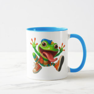 Grenouille rigolote en baskets. Mug fun et coloré.
