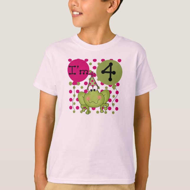 Grenouille rose 4e anniversaire Tshirts et cadeaux (Devant)