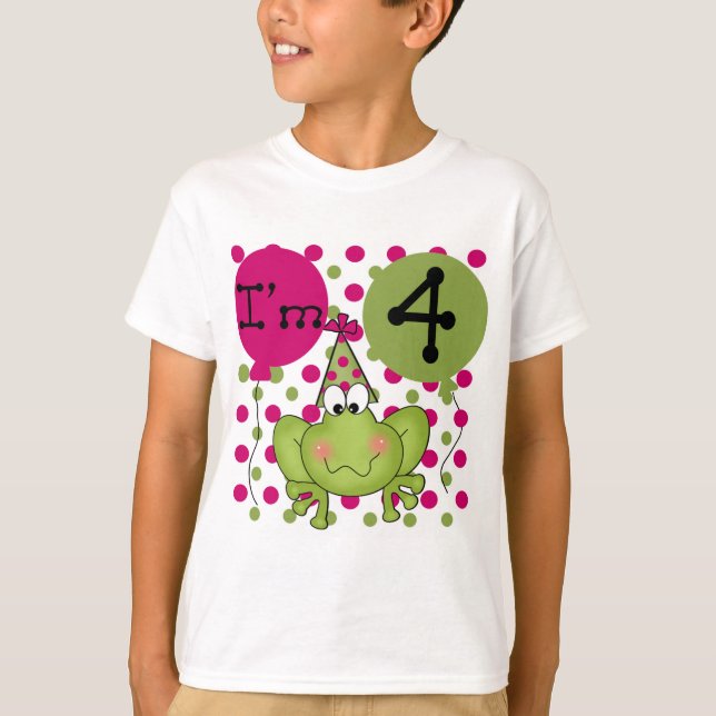 Grenouille rose 4e anniversaire Tshirts et cadeaux (Devant)