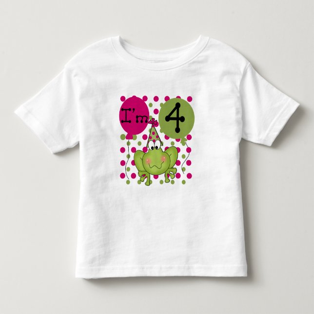 Grenouille rose 4e anniversaire Tshirts et cadeaux (Devant)