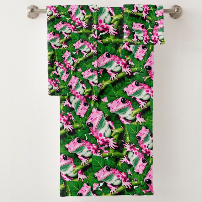 Grenouille Rose Sur La Feuille Verte Motif Design (Créateur téléchargé)