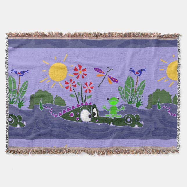 Grenouille sur la couverture de jet d'art (Devant)