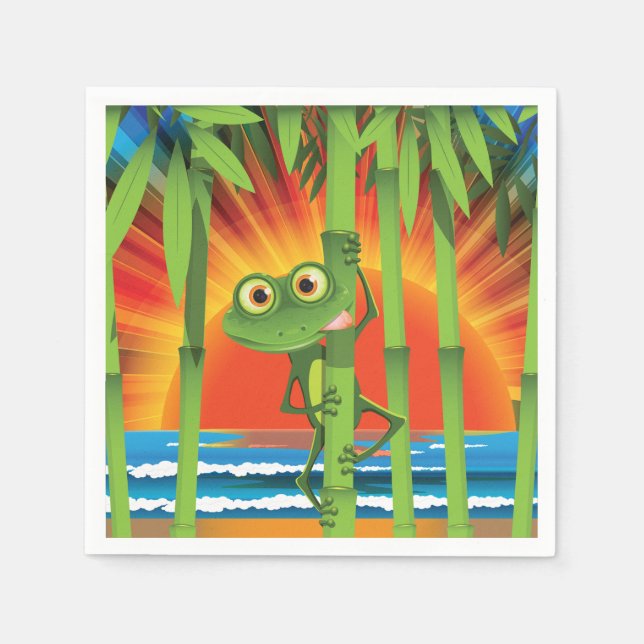 Grenouille sur serviettes en papier bambou (Devant)