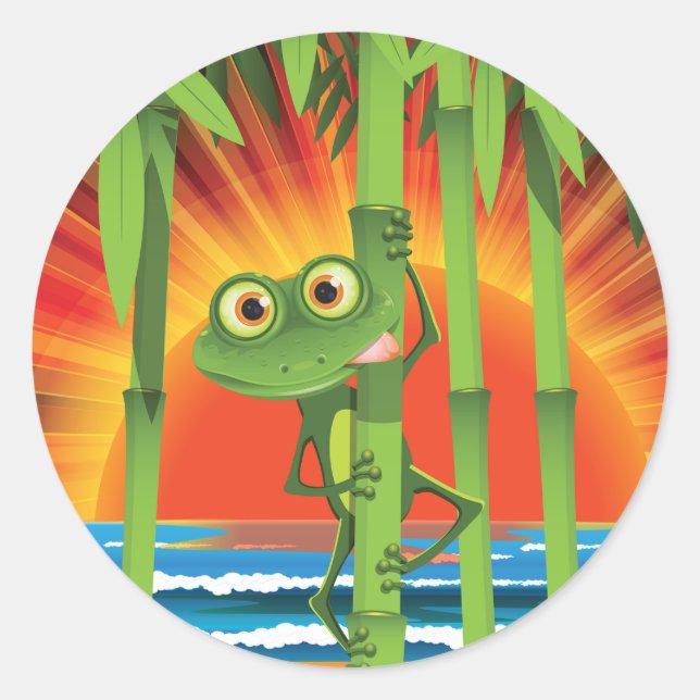 Grenouille Sur Stickers Bambou (Devant)