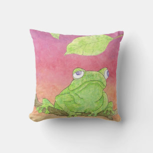 grenouille verte couleur eau oreiller violet