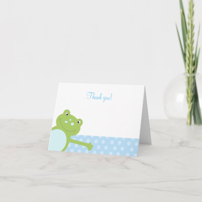 Grenouille verte pliée Merci note (Bleu) (Devant)