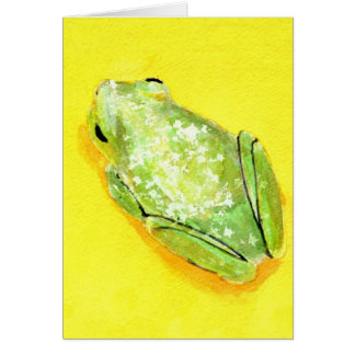Grenouille verte sur la couleur pour aquarelle