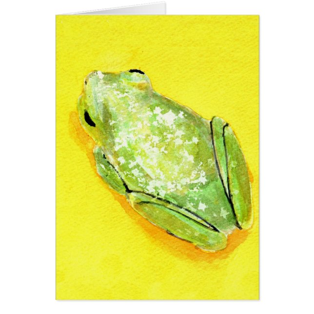 Grenouille verte sur la couleur pour aquarelle (Devant)