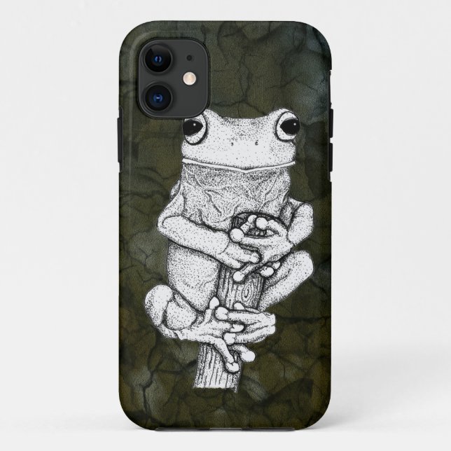 Grenouille verte sur un art Coque par Skye Ryan-Ev (Dos)