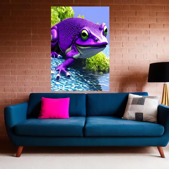 Grenouille violette et blanche | AI Art Poster (Créateur téléchargé)