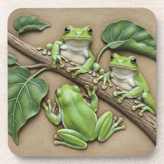 Grenouilles arboricoles dessous de verre en plasti (Devant)