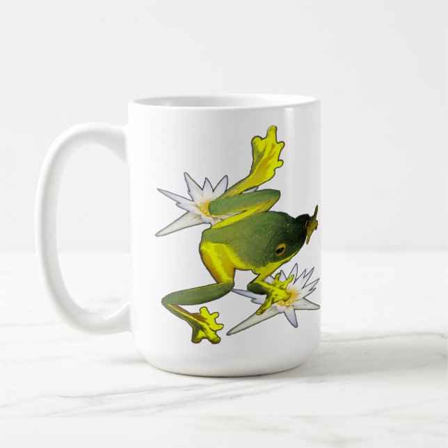 Grenouilles Et Fleurs De Lotus, Mug De Café (Gauche)