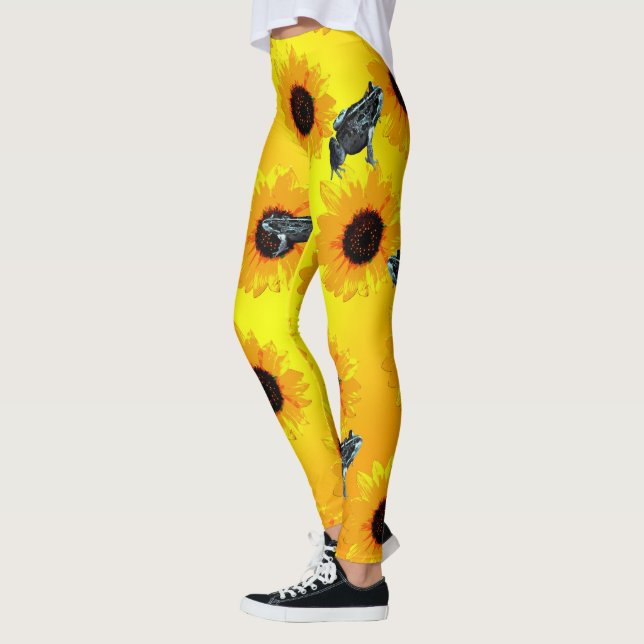 Grenouilles Et Fleurs De Soleil, Dames Leggings (Gauche)