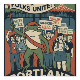 Grenouilles et gens unis – Affiche de solidarité d