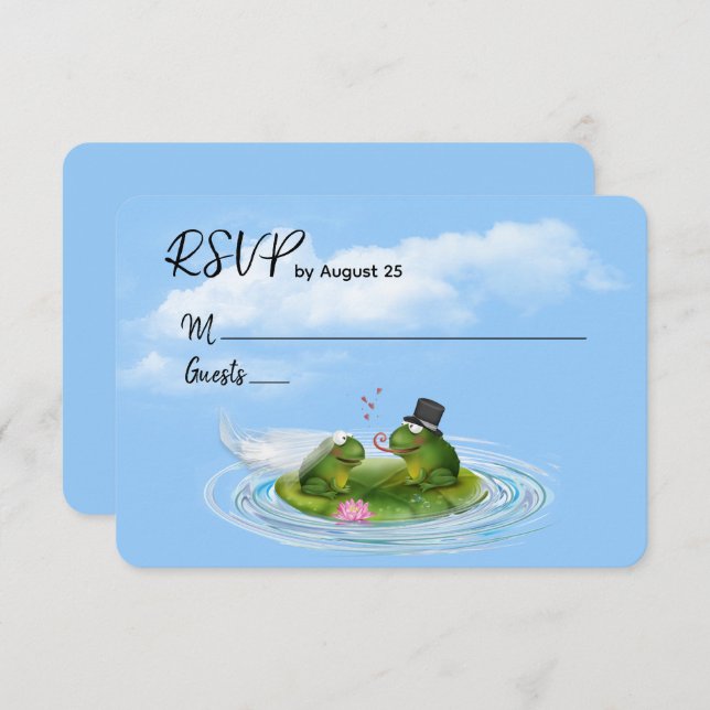 Grenouilles RSVP de mariage sur Lily Pad (Devant / Derrière)