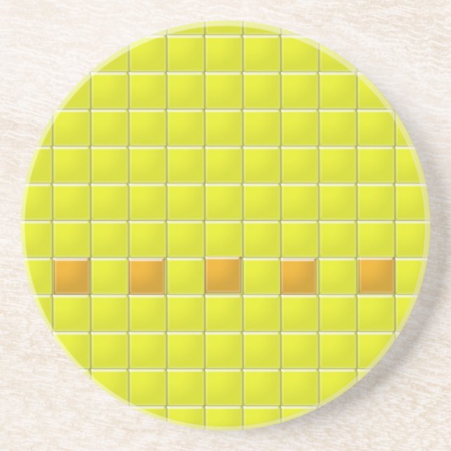 Grès Dessous de verre - Carrés en mosaïque orange sur t (Devant)