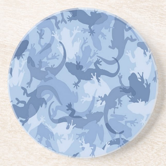 Grès Dessous de verre de camouflage en Reptile Bleu (Devant)